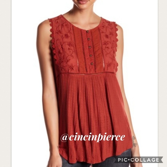 Lucky Brand Tops - LUCKY BRAND ~ EMBROIDERED TANK TOP
